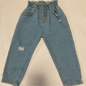 Zara toddler paper bag jeans in light blue size 18-24